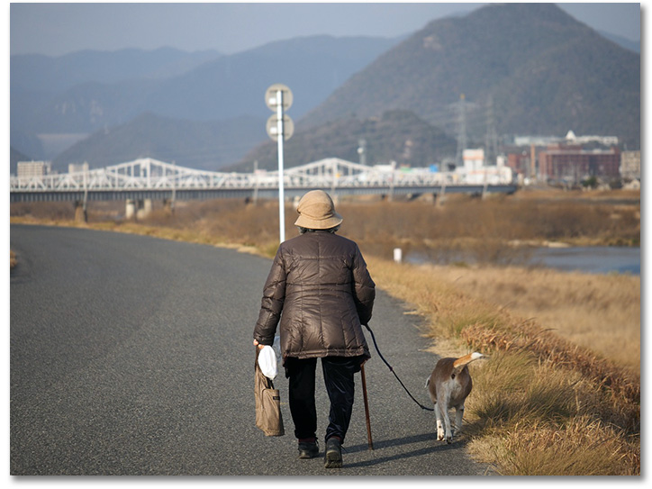 mother and her dog